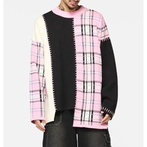 Dangerfield Black Friday Dragon Scale Tartan Patch Knit Sweater 3XL Multi Color